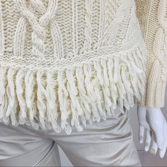Banana Republic/Cream Crochet Fringed Alpaca Wool - Picture 2 of 8